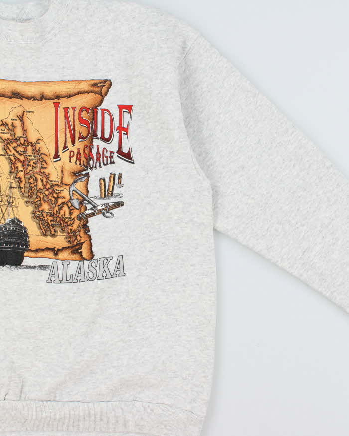 Vintage 1990s Alaska All American Apparel Made In USA Marl Grey Crewneck Sweatshirt - L