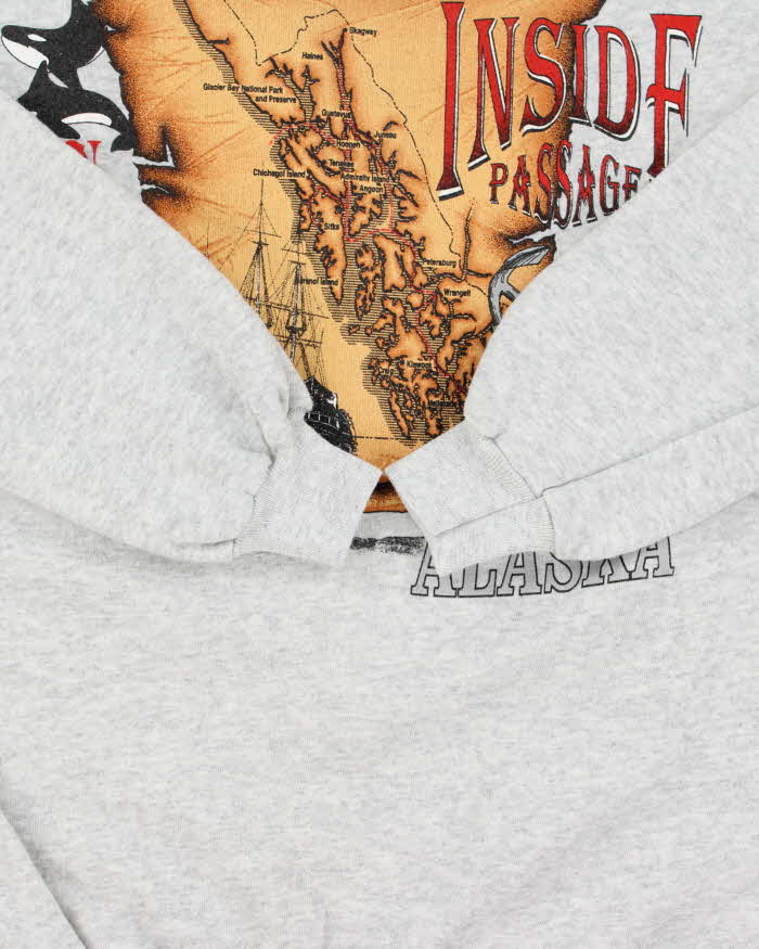 Vintage 1990s Alaska All American Apparel Made In USA Marl Grey Crewneck Sweatshirt - L