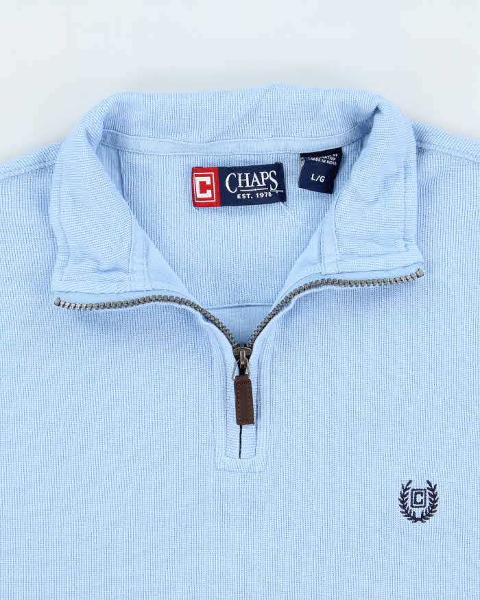 Vintage Y2K 00s Chaps Baby Blue Classic Quarter-Zip Sweatshirt - L