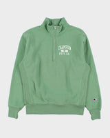 Vintage Champion Sage Green Reverse Weave Heavyweight Phys. Ed. Quarter-Zip Sweatshirt - M
