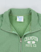 Vintage Champion Sage Green Reverse Weave Heavyweight Phys. Ed. Quarter-Zip Sweatshirt - M