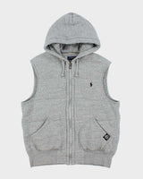 Vintage Ralph Lauren Polo Club Ath Div. Marl Heavyweight Ribbed Gilet Hoodie - L