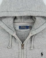 Vintage Ralph Lauren Polo Club Ath Div. Marl Heavyweight Ribbed Gilet Hoodie - L