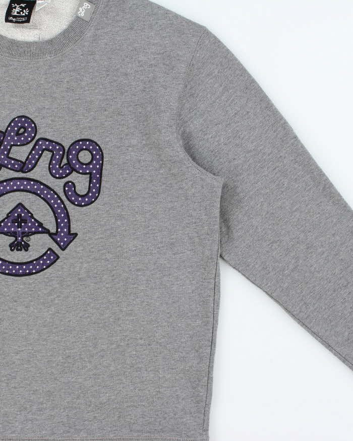 Vintage Y2K 00s LRG Clothing Equipment Marl Grey Embroidered Crewneck Sweatshirt - S