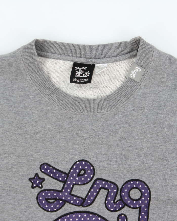Vintage Y2K 00s LRG Clothing Equipment Marl Grey Embroidered Crewneck Sweatshirt - S