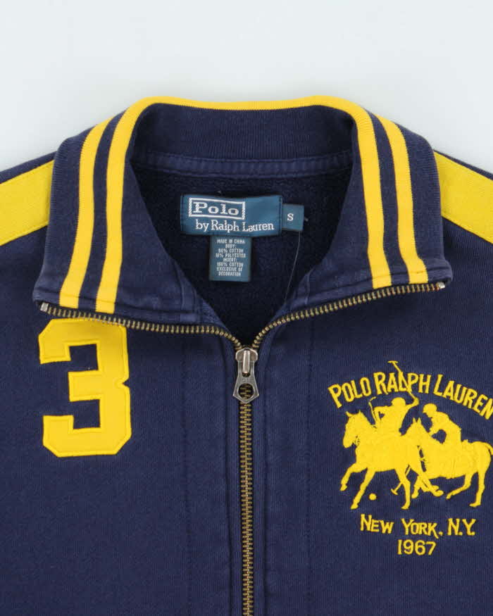 Vintage Y2K 00s Polo Ralph Lauren N.Y Large Double Pony #3 Heavyweight Striped Zip-Up Track Sweatshirt - S