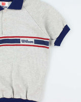 Vintage 1970s Wilson Marl Striped Short Sleeve Collared Sweatshirt - M