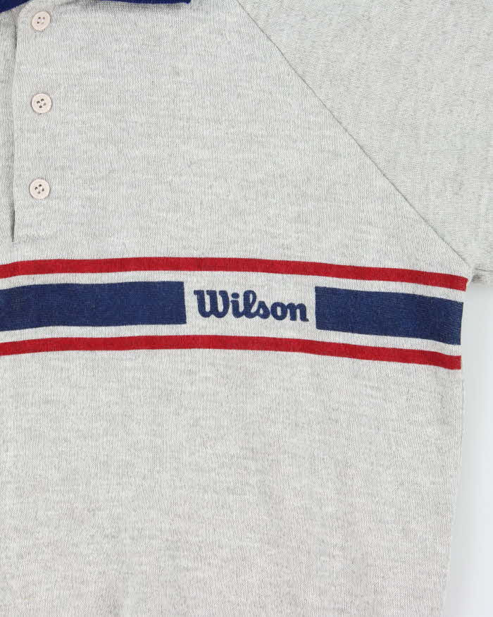 Vintage 1970s Wilson Marl Striped Short Sleeve Collared Sweatshirt - M