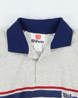 Vintage 1970s Wilson Marl Striped Short Sleeve Collared Sweatshirt - M