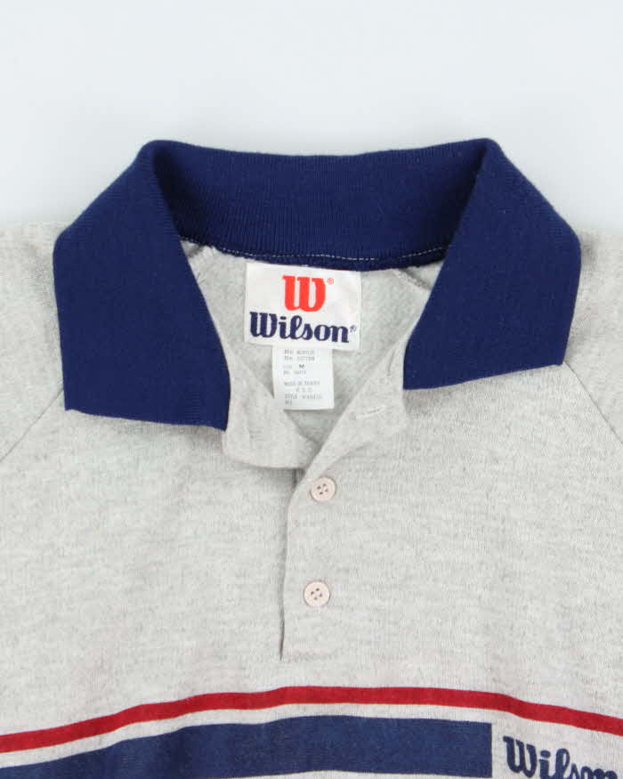 Vintage 1970s Wilson Marl Striped Short Sleeve Collared Sweatshirt - M