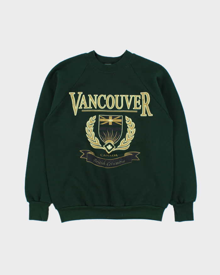 Vintage 1992 Vancouver Graphic Forest Green Crewneck Sweatshirt - M
