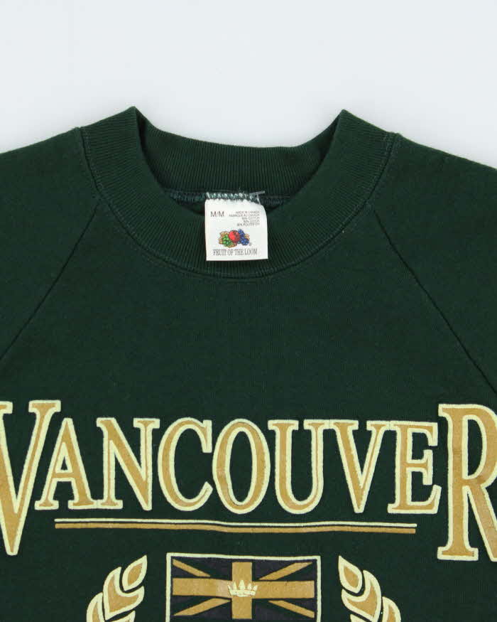 Vintage 1992 Vancouver Graphic Forest Green Crewneck Sweatshirt - M