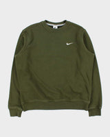 Vintage Nike Khaki Swoosh Heavyweight Crewneck Sweatshirt - L