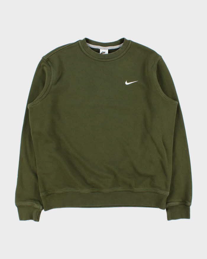 Vintage Nike Khaki Swoosh Heavyweight Crewneck Sweatshirt - L