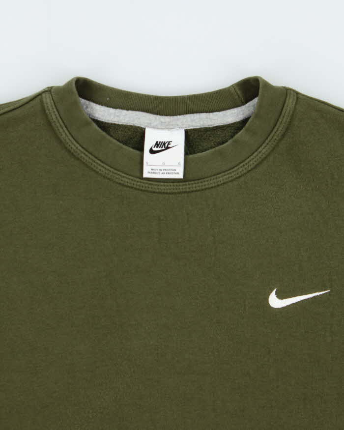 Vintage Nike Khaki Swoosh Heavyweight Crewneck Sweatshirt - L