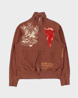 Vintage Y2K 00s Don Ed Hardy Heavyweight Graphic Zip-Up Track Sweatshirt - M