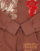 Vintage Y2K 00s Don Ed Hardy Heavyweight Graphic Zip-Up Track Sweatshirt - M