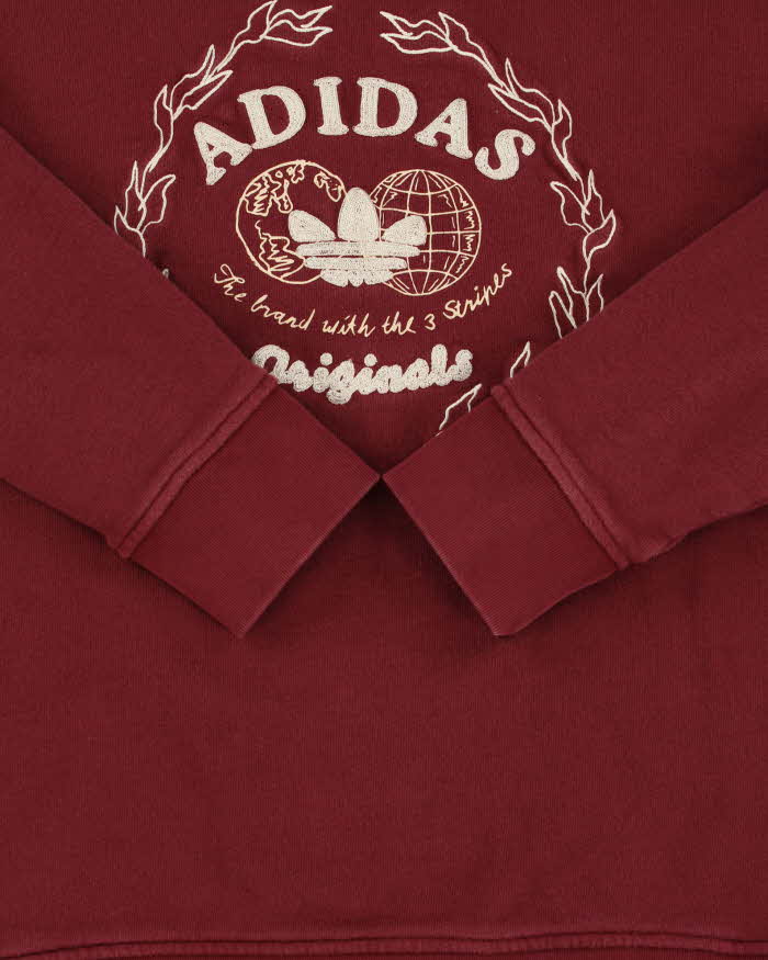 Vintage Adidas Originals Shadow Red Embroidered Collegiate Logo Heavyweight Crewneck Sweatshirt - S