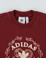 Vintage Adidas Originals Shadow Red Embroidered Collegiate Logo Heavyweight Crewneck Sweatshirt - S