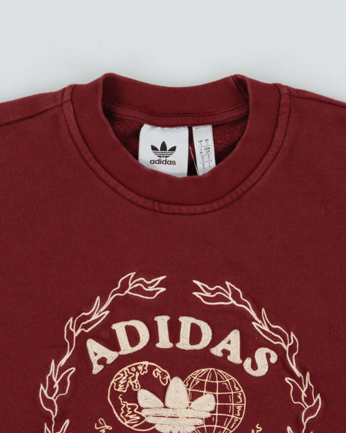 Vintage Adidas Originals Shadow Red Embroidered Collegiate Logo Heavyweight Crewneck Sweatshirt - S