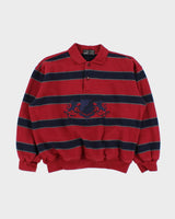 Vintage 1990s Dunhill Crest Embroidered Striped Collared Sweatshirt - S