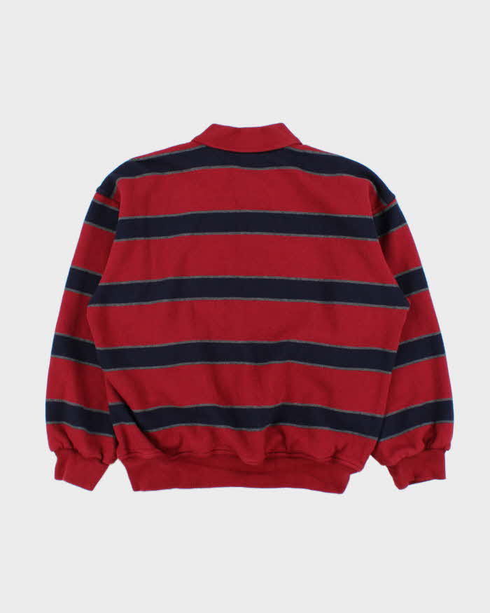Vintage 1990s Dunhill Crest Embroidered Striped Collared Sweatshirt - S