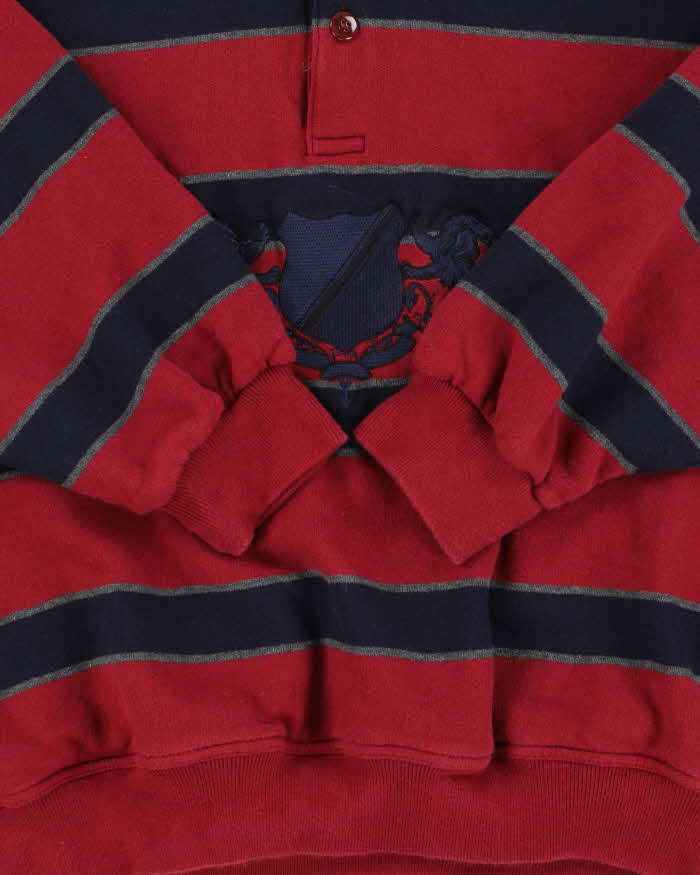 Vintage 1990s Dunhill Crest Embroidered Striped Collared Sweatshirt - S
