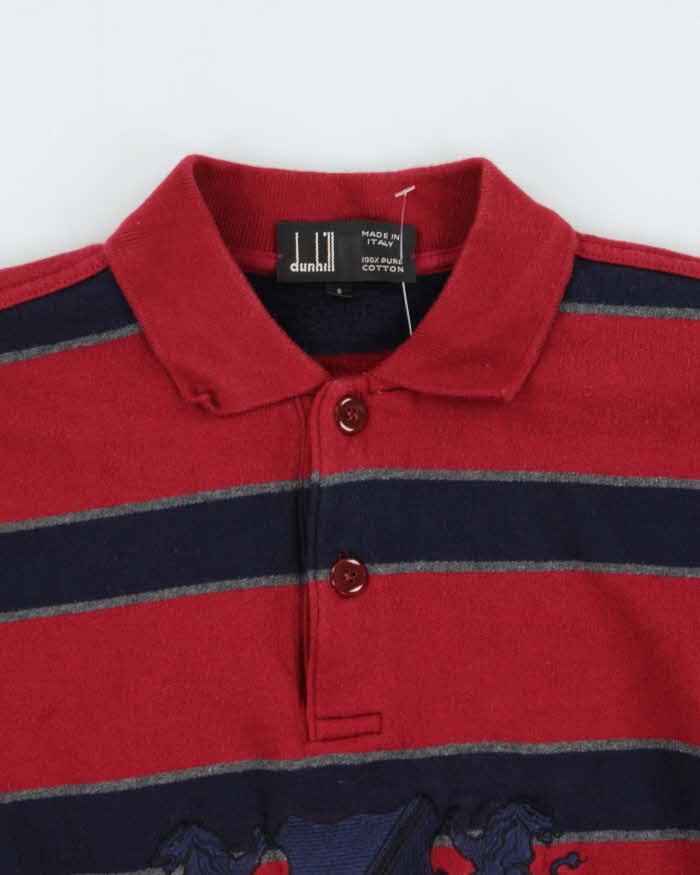 Vintage 1990s Dunhill Crest Embroidered Striped Collared Sweatshirt - S