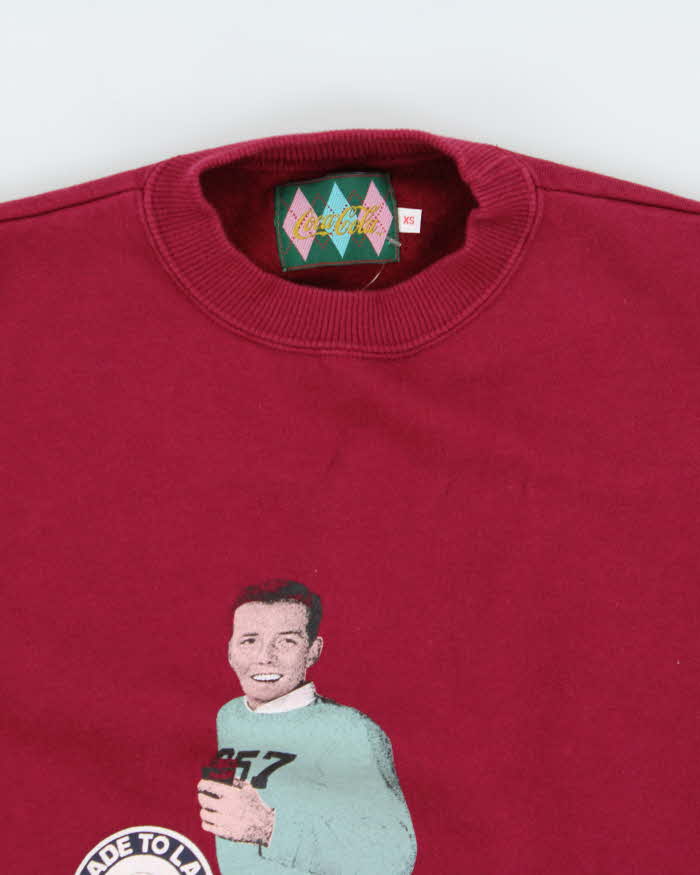 Vintage 1988 Coca Cola Burgundy Crewneck Sportswear Sweatshirt - XS