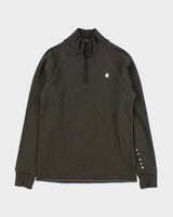 Vintage G-Star Raw Khaki Ribbed Sustainable Heavyweight Cotton Quarter-Zip Sweatshirt - L
