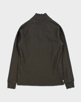 Vintage G-Star Raw Khaki Ribbed Sustainable Heavyweight Cotton Quarter-Zip Sweatshirt - L