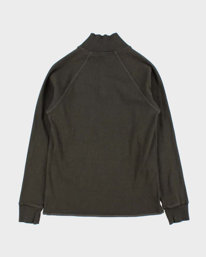 Vintage G-Star Raw Khaki Ribbed Sustainable Heavyweight Cotton Quarter-Zip Sweatshirt - L