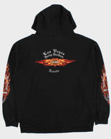 Vintage 2004 Harley Davidson Las Vegas Eagle Flame Sleeve Heavyweight Pullover Hoodie - L