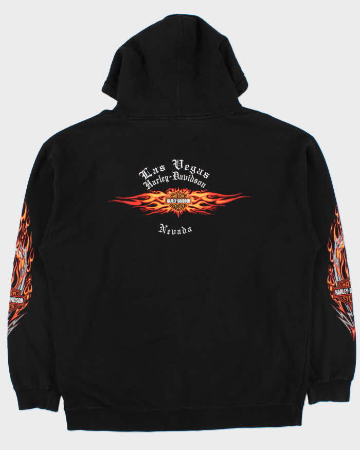 Vintage 2004 Harley Davidson Las Vegas Eagle Flame Sleeve Heavyweight Pullover Hoodie - L