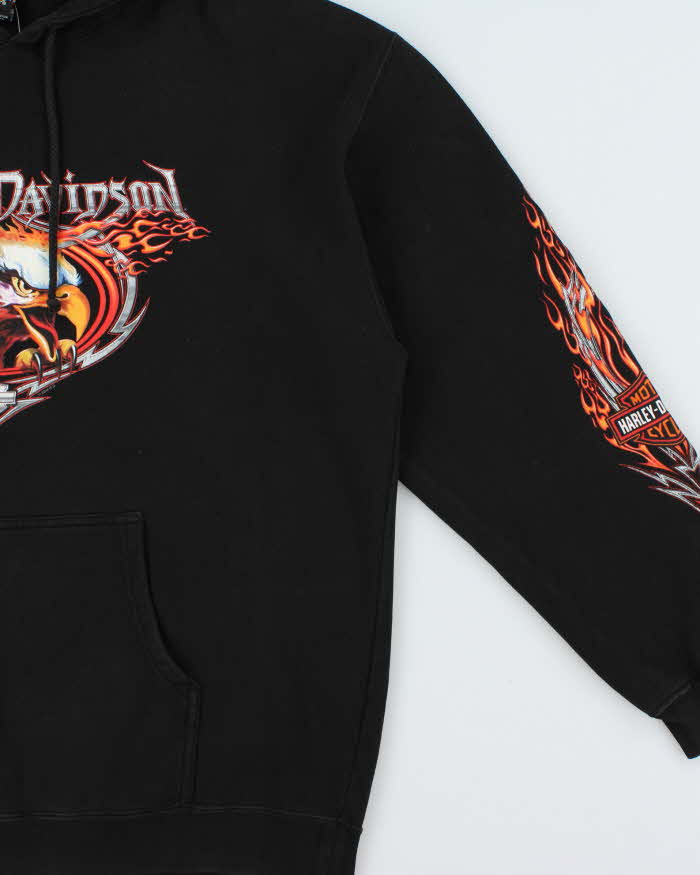 Vintage 2004 Harley Davidson Las Vegas Eagle Flame Sleeve Heavyweight Pullover Hoodie - L