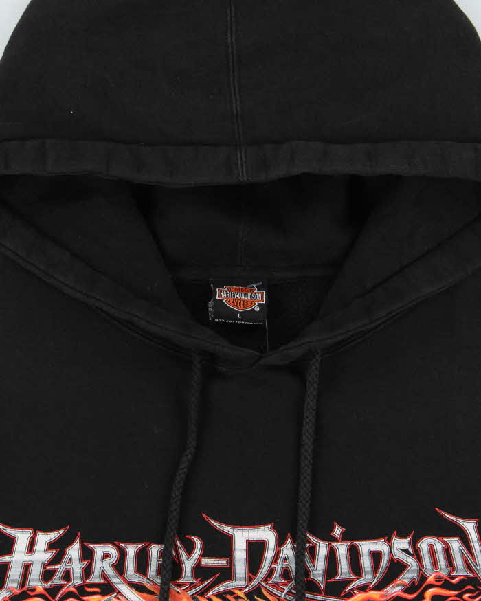 Vintage 2004 Harley Davidson Las Vegas Eagle Flame Sleeve Heavyweight Pullover Hoodie - L