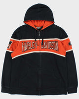 Vintage Harley Davidson Racing Heavyweight Embroidered Zip-Up Hoodie - XL