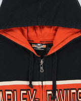 Vintage Harley Davidson Racing Heavyweight Embroidered Zip-Up Hoodie - XL