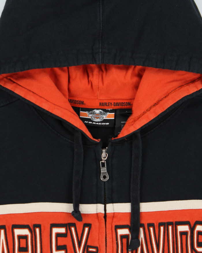 Vintage Harley Davidson Racing Heavyweight Embroidered Zip-Up Hoodie - XL