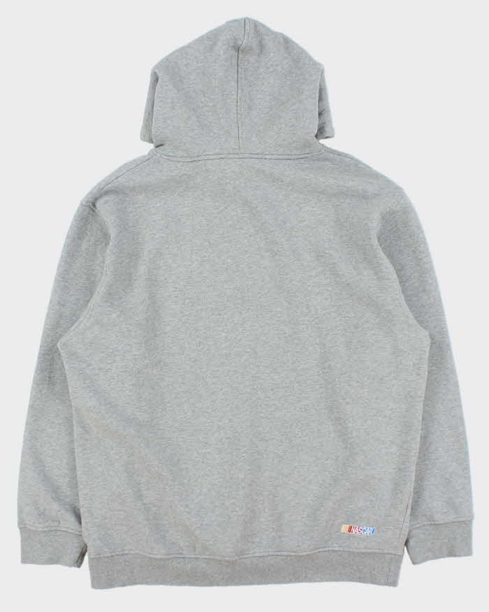 Vintage Y2K 00s Nascar Racing Marl Grey Embroidered Heavyweight Pullover Hoodie - L