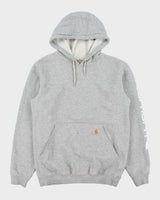 Vintage Carhartt Marl Grey Midweight Sleeve Logo Original Fit Pullover Hoodie - S