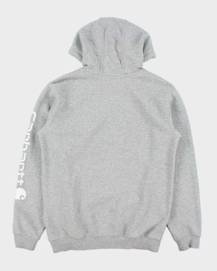 Vintage Carhartt Marl Grey Midweight Sleeve Logo Original Fit Pullover Hoodie - S