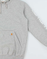 Vintage Carhartt Marl Grey Midweight Sleeve Logo Original Fit Pullover Hoodie - S