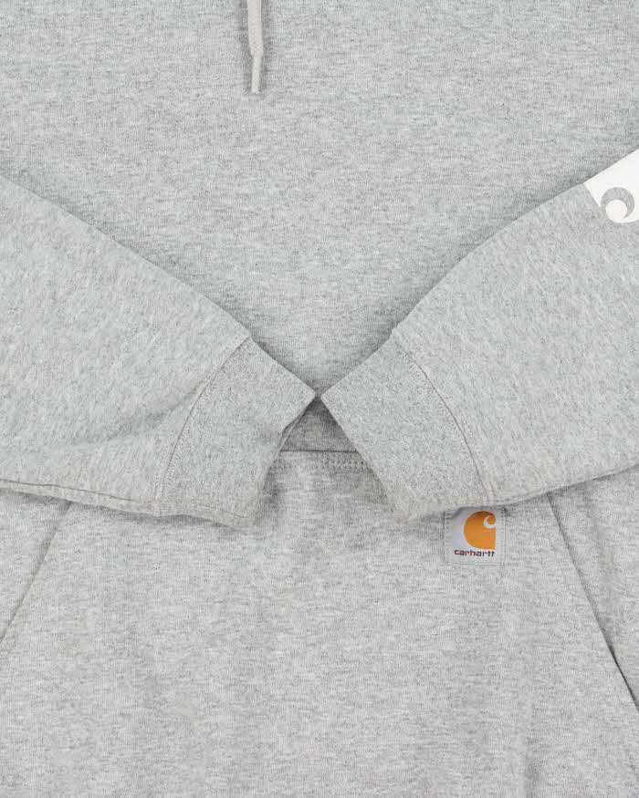 Vintage Carhartt Marl Grey Midweight Sleeve Logo Original Fit Pullover Hoodie - S