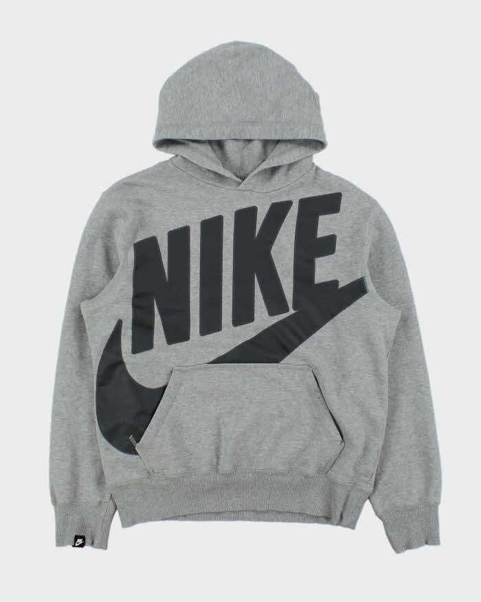 Vintage Y2K 00s Nike Marl Grey Heavyweight Pullover Hoodie - M