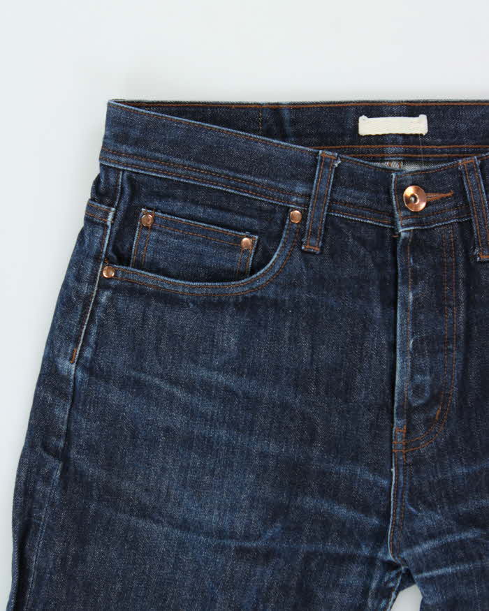Vintage The Unbranded Brand UB601 Raw 14.5oz Indigo Japanese Selvedge Denim Relaxed Tapered Jeans - W32 L31