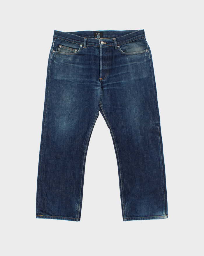 Vintage 2004 Y2K A.P.C 'Rescue' Japanese Selvedge Distressed Denim Mid-Rise Relaxed Straight Leg 'Rescue' Jeans - W36 L27