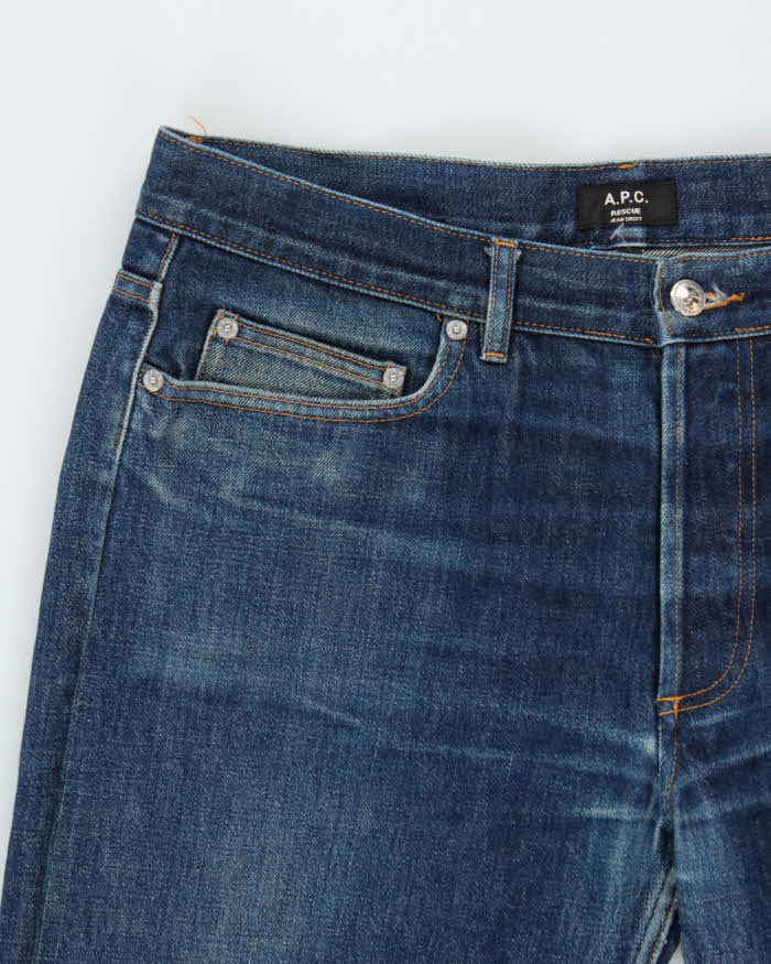 Vintage 2004 Y2K A.P.C 'Rescue' Japanese Selvedge Distressed Denim Mid-Rise Relaxed Straight Leg 'Rescue' Jeans - W36 L27