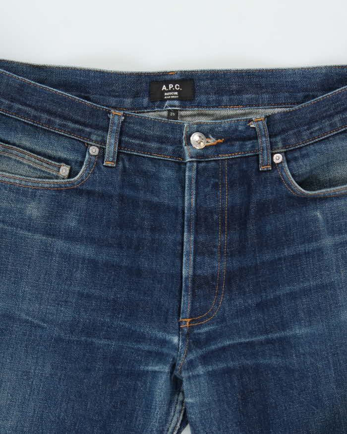 Vintage 2004 Y2K A.P.C 'Rescue' Japanese Selvedge Distressed Denim Mid-Rise Relaxed Straight Leg 'Rescue' Jeans - W36 L27