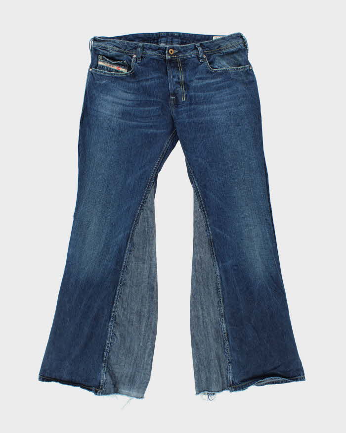 Vintage Y2K 00s Diesel Low-Rise 'Zathan' Customised Flared Denim Bell Bottom Jeans - W36 L32